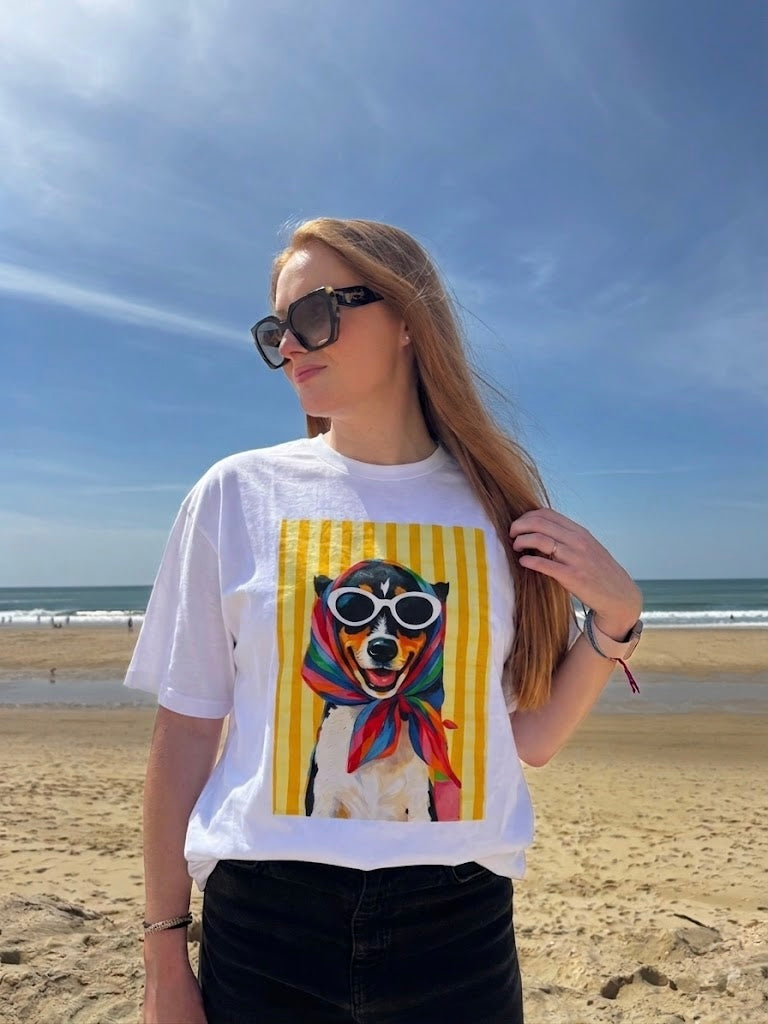 T-shirt chien à lunettes