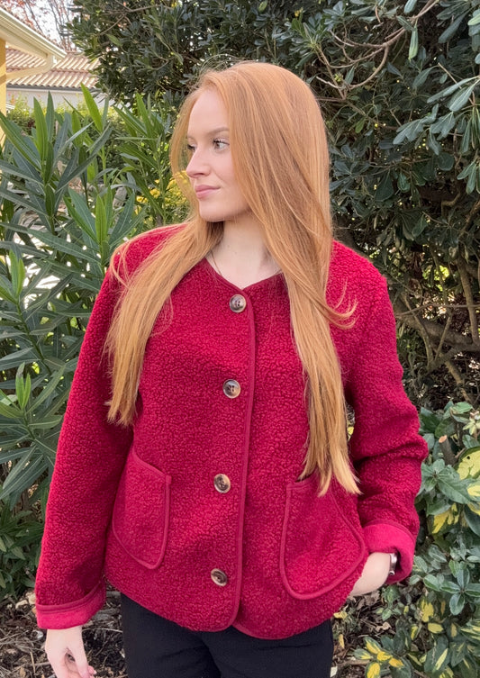 Veste Teddy rouge
