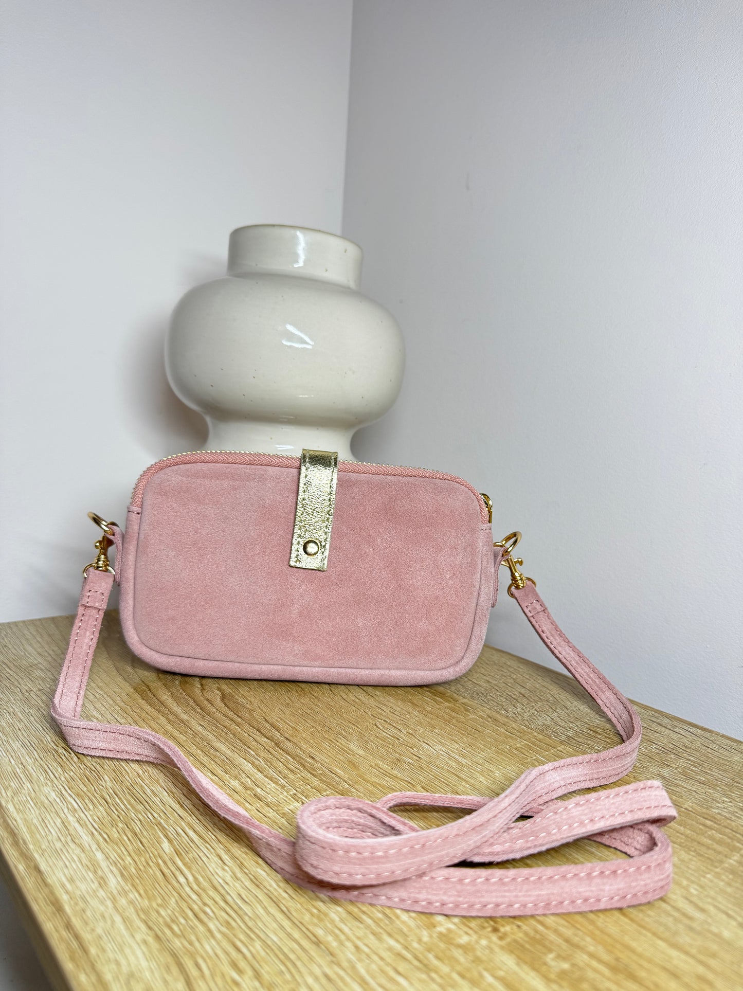Sac bandoulière rose poudré